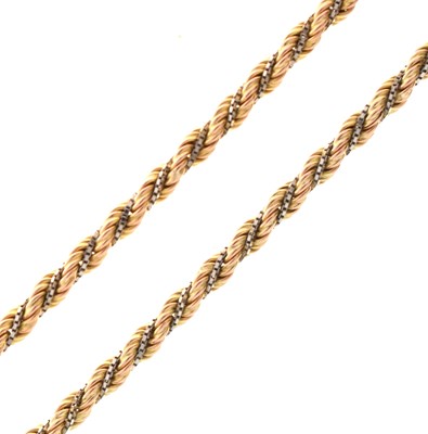 Lot 57 - 9ct gold two-colour fancy rope link necklace