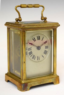 Lot 523 - French gilt metal cased carriage timepiece