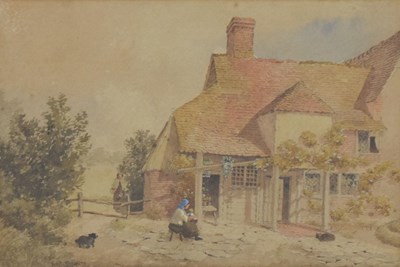 Lot 436 - Albert Bowers (exh. 1880-93) - Watercolour - Cottage exterior