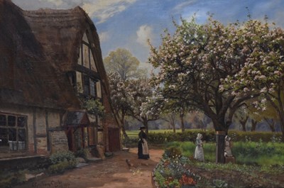 Lot 441 - Leonard John Graham-Clarke (1841-1920) - Oil on canvas - Country garden scene