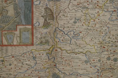 Lot 278 - Speed (John), 17th century hand coloured engraved map of Somerset-Shire