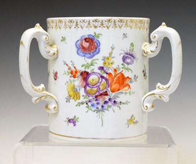 Lot 297 - 19th century porcelain three handled tyg