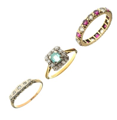Lot 24 - Three gem-set dress rings