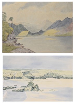 Lot 443 - 20th century English School watercolours - Cornish beach and Scottish loch