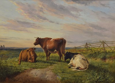 Lot 508 - Manner of Thomas Sidney Cooper (1803-1902) - Oil on canvas - Cattle in landscape