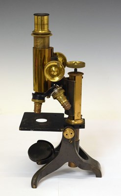 Lot 233 - Brass monocular microscope, Baker 224 High Holburn London