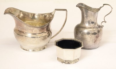 Lot 122 - George III silver cream jug with an Edward VII octagonal salt