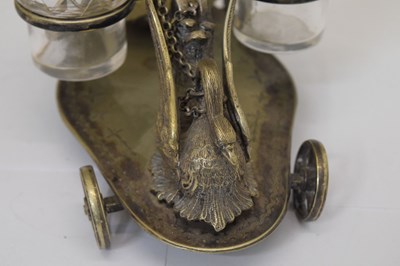 Lot 208 - Victorian silver plated condiment trolley having cast decoration depicting a swan