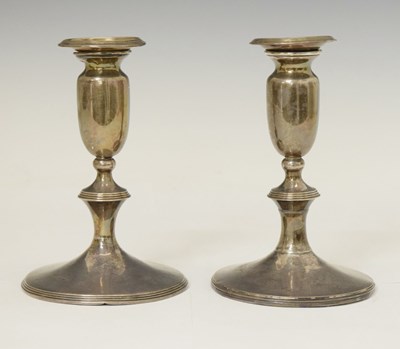 Lot 150 - Pair of Edward VII silver candlesticks