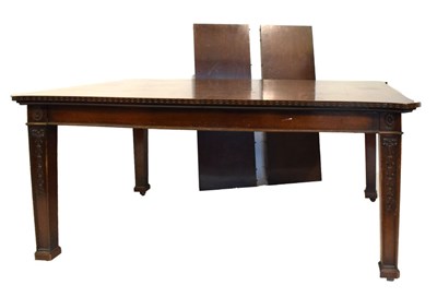 Lot 583 - Large Sheraton revival mahogany wind-out extending dining table with two leaves