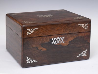 Lot 222 - Victorian rosewood and mother-of-pearl inlay vanity box