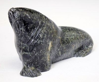 Lot 184 - Inuit carved soapstone sculpture of a walrus