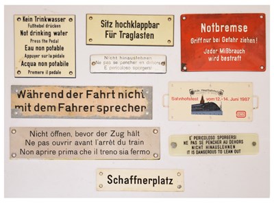 Lot 192 - Quantity of German enamel and plastic railway information signs