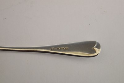Lot 128 - Two cased sets of silver teaspoons/coffee spoons, and a set of three decanter labels