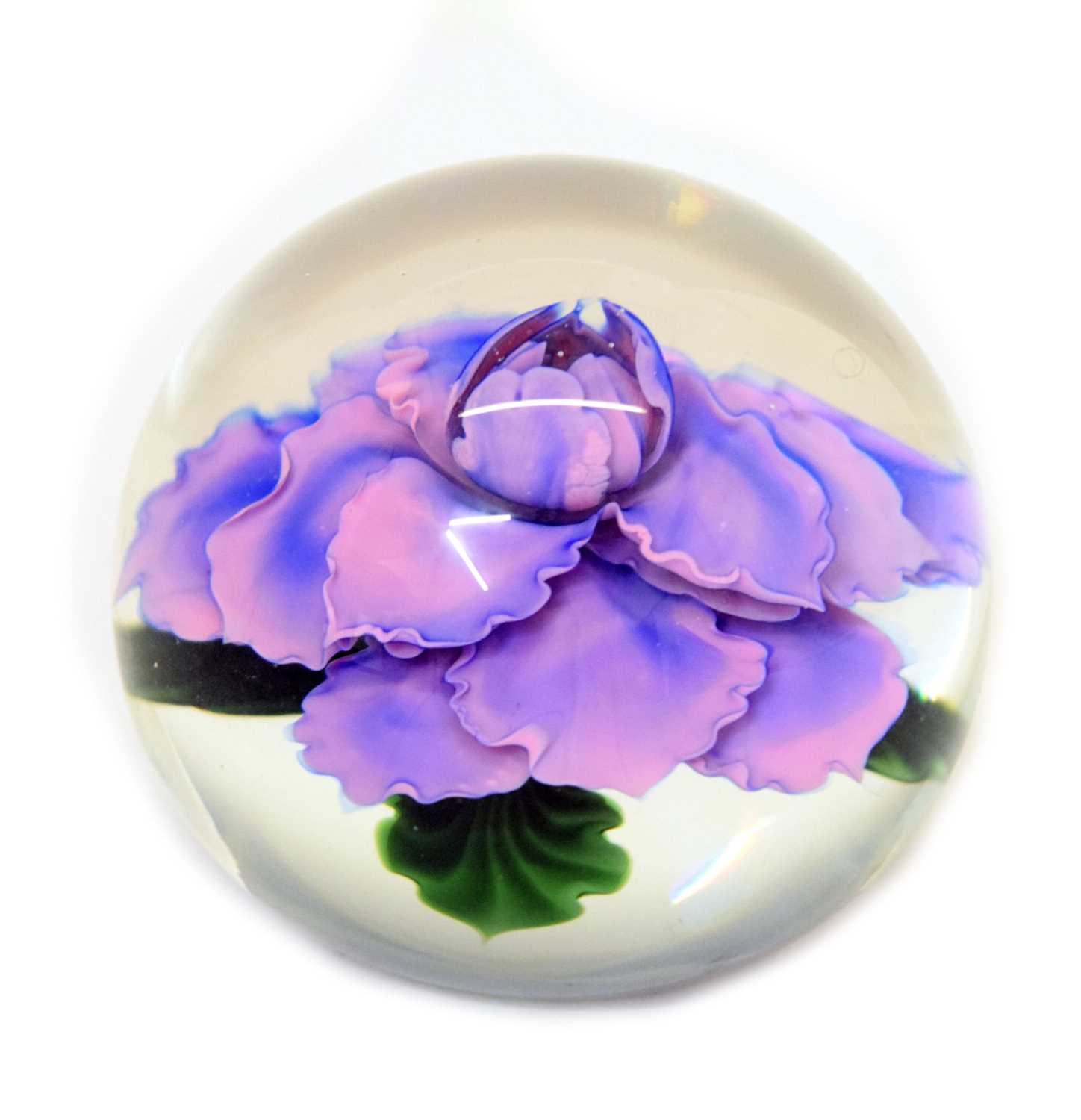 Lot 289 - Lundberg Studio glass peony paperweight,