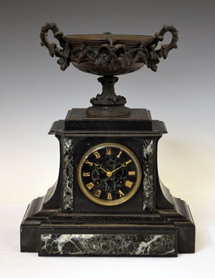 Lot 517 - French black slate mantel clock