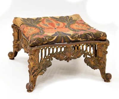 Lot 488 - Late 19th century gilt metal footstool