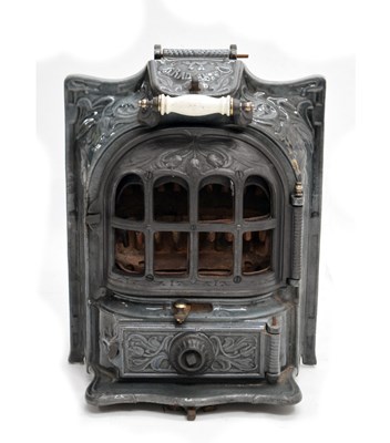 Lot 478 - French turquoise enamelled wood burning stove