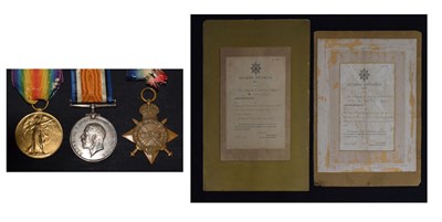 Lot 277 - British First World War medal trio and two Guard Division certificates