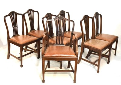 Lot 436 - Set of seven Hepplewhite revival dining chairs