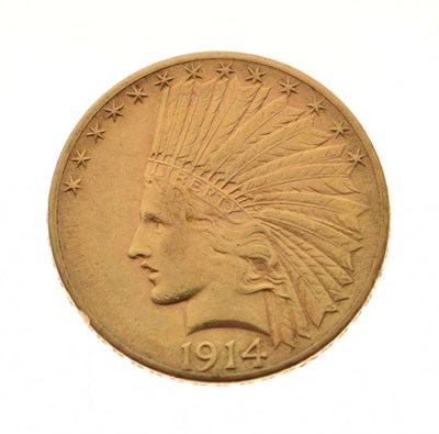 Lot 112 - USA ten dollar gold coin, Native American head, 1914