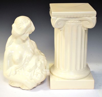 Lot 316 - Cream glazed ceramic portrait bust, etc..