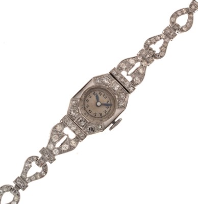 Lot 59 - Lady's Art Deco platinum and diamond-set cocktail watch