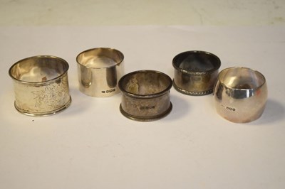 Lot 155 - Five silver napkin rings