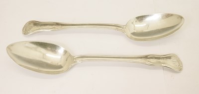 Lot 141 - Pair of George III Kings pattern with Union Shell silver tablespoons