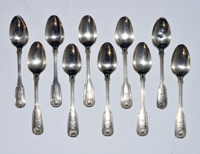 Lot 142 - Matched set of ten silver Kings pattern teaspoons