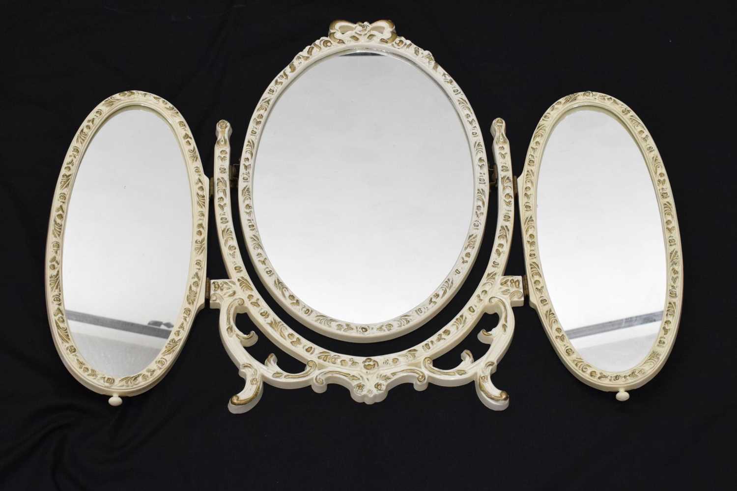 Lot 490 - Modern white and gilt finish chest of three