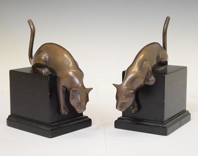 Lot 197 - Pair of bronzed 'big cat' bookends