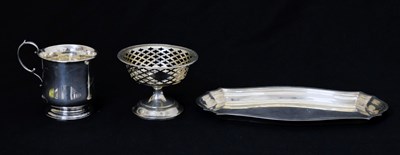 Lot 134 - Elizabeth II silver pen tray, a George VI silver christening mug, etc