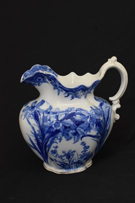 Lot 311 - Wedgwood & Co 'Nancy' pattern flow blue and white jug and basin