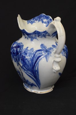 Lot 311 - Wedgwood & Co 'Nancy' pattern flow blue and white jug and basin