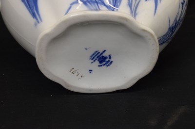 Lot 311 - Wedgwood & Co 'Nancy' pattern flow blue and white jug and basin