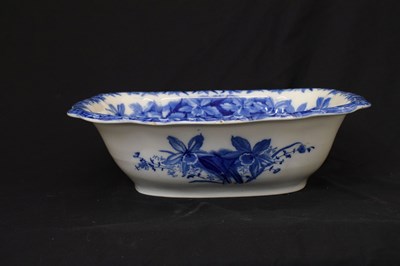 Lot 311 - Wedgwood & Co 'Nancy' pattern flow blue and white jug and basin