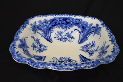 Lot 311 - Wedgwood & Co 'Nancy' pattern flow blue and white jug and basin