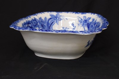 Lot 311 - Wedgwood & Co 'Nancy' pattern flow blue and white jug and basin