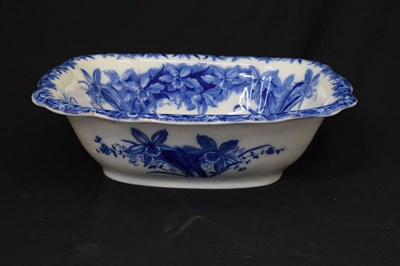 Lot 311 - Wedgwood & Co 'Nancy' pattern flow blue and white jug and basin