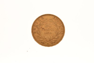 Lot 106 - Napoleon III gold 20 francs coin, 1854