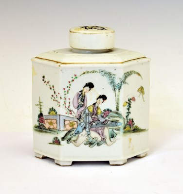 Lot 237 - Chinese Canton Famille Rose porcelain tea caddy