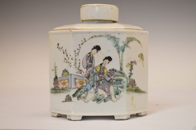 Lot 530 - Chinese Canton Famille Rose porcelain tea caddy