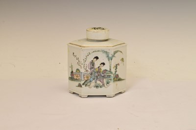 Lot 530 - Chinese Canton Famille Rose porcelain tea caddy