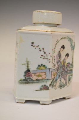 Lot 530 - Chinese Canton Famille Rose porcelain tea caddy