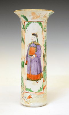 Lot 345 - Chinese Canton Famille Verte porcelain sleeve vase