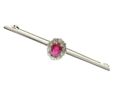 Lot 44 - Ruby and diamond bar brooch