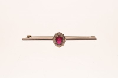 Lot 44 - Ruby and diamond bar brooch