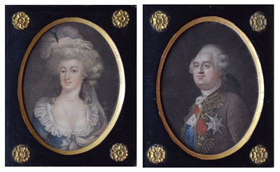 Lot 281 - Two 18th century coloured mezzotints of Louis XVI and Marie Antoinette