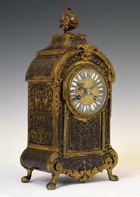 Lot 356 - Late 19th century French red boulle mantel clock